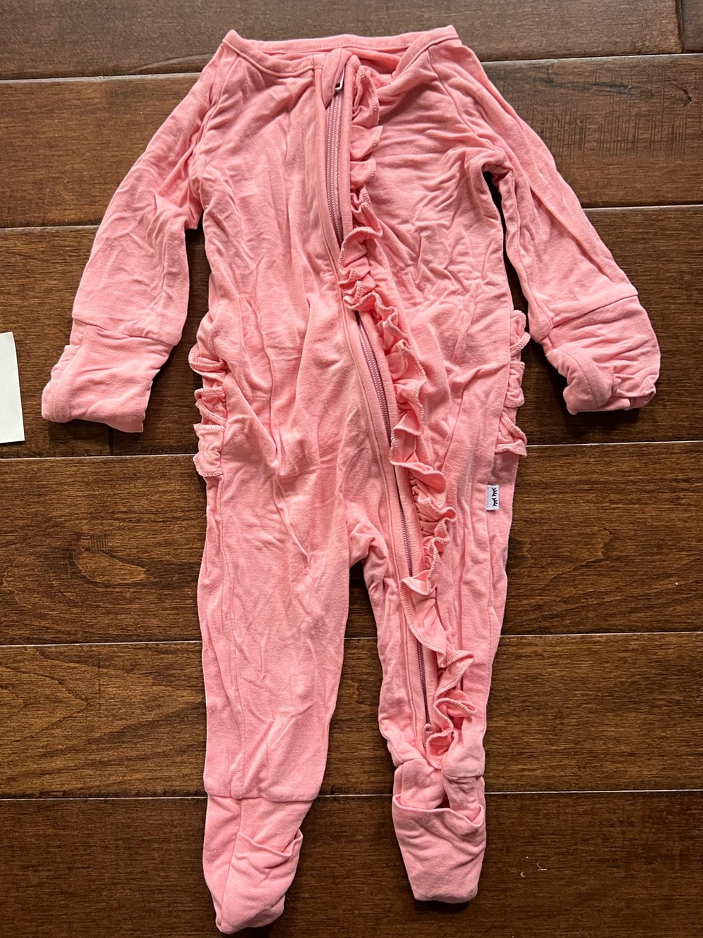 Little Sleepies Pink Ruffle Zip Footed One-Piece